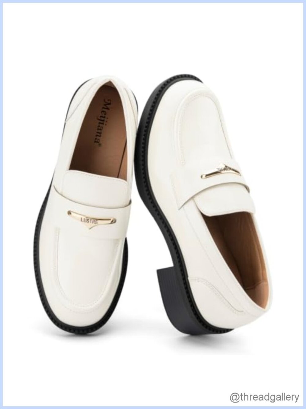 Patent Leather Loafers with Block Heel & Metal Horsebit Slip-On Office Shoes